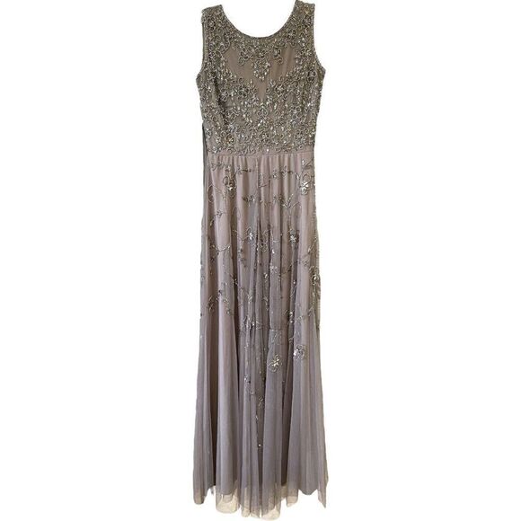 PISSARRO NIGHTS Brown Mocha Gown Beaded Mesh With Jacket Size 2 NWT - Picture 13 of 16
